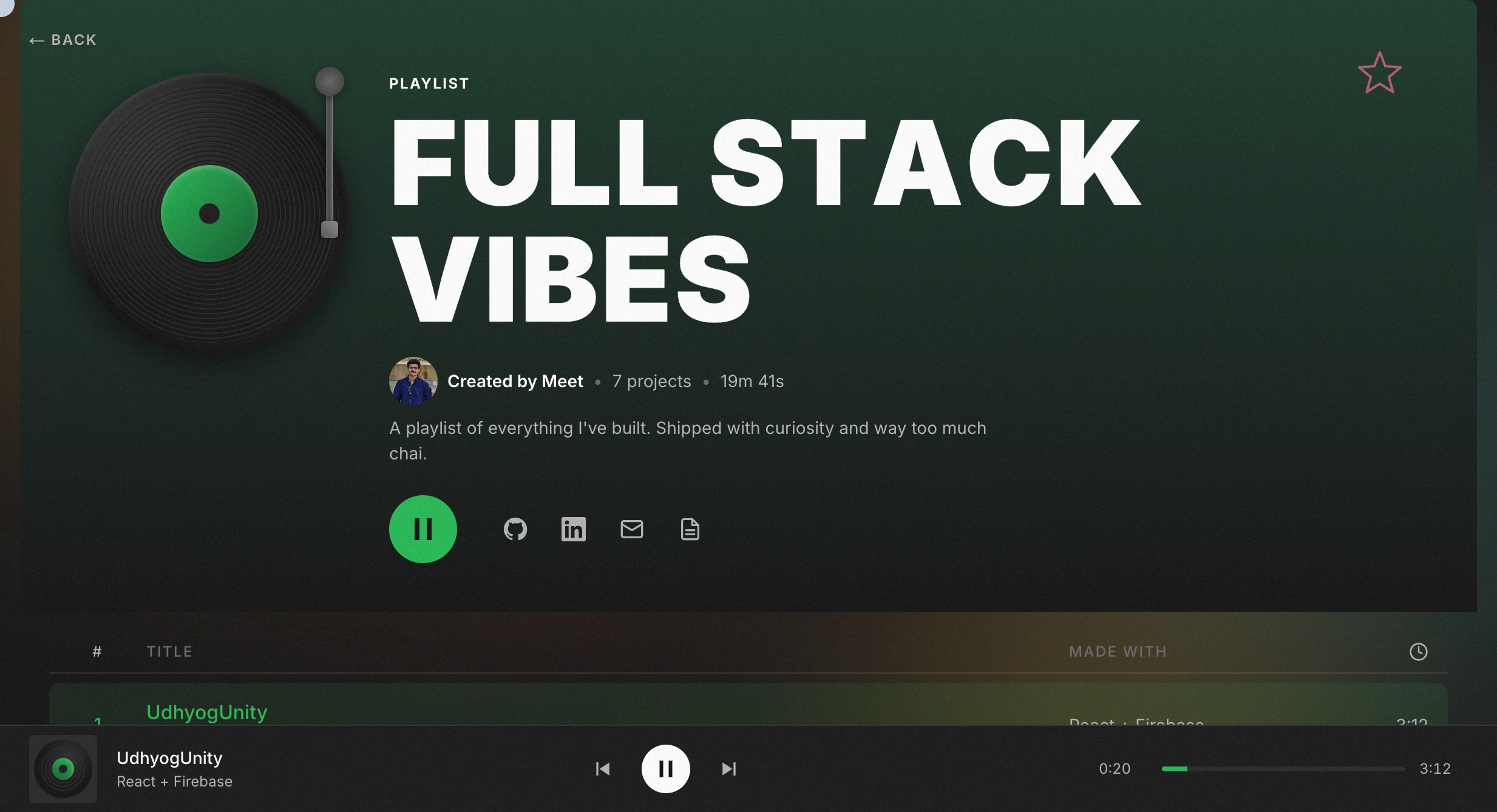 Project Playlist — Spotify-style Showcase