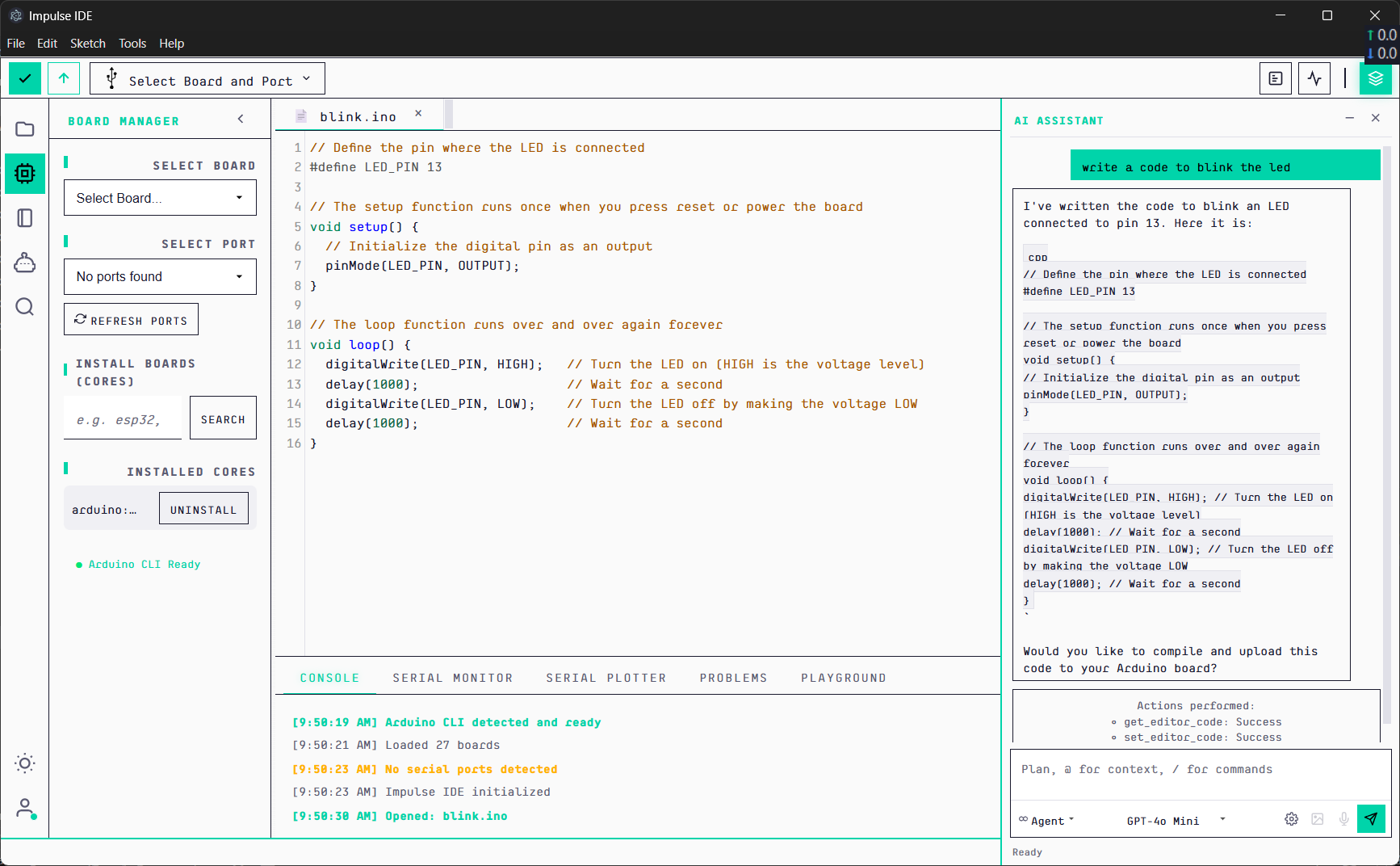Impulse IDE — AI-powered Arduino IDE